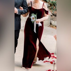 Jenny Yoo Issa Velvet Dress BHLDN dark berry (red), size 12 straps added/hemmed